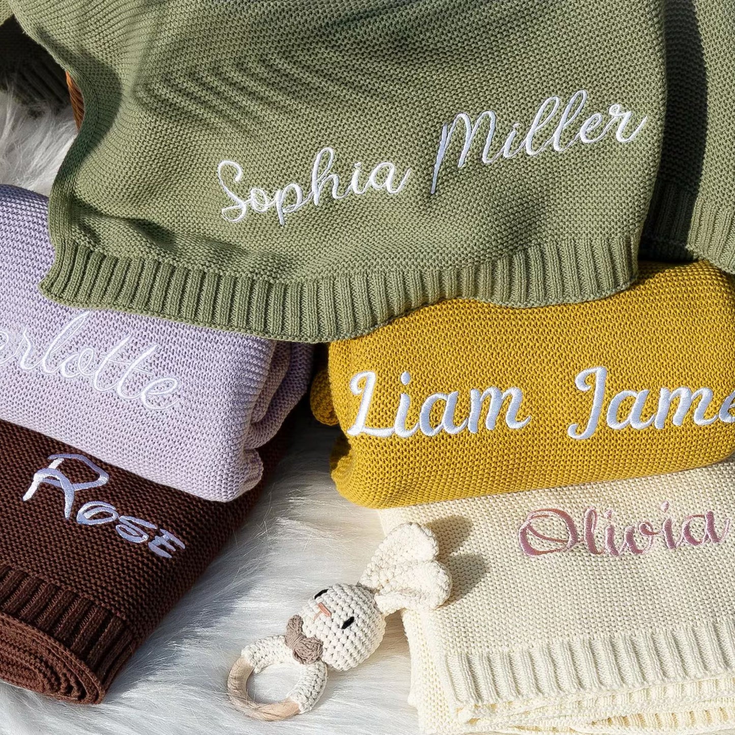 Personalized Embroidered Baby Blanket & Toy