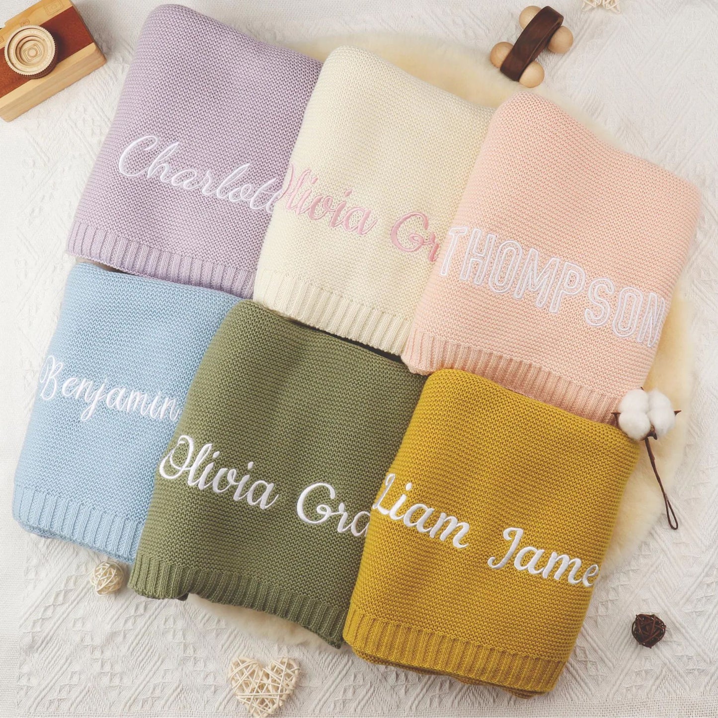 Personalized Embroidered Baby Blanket & Toy