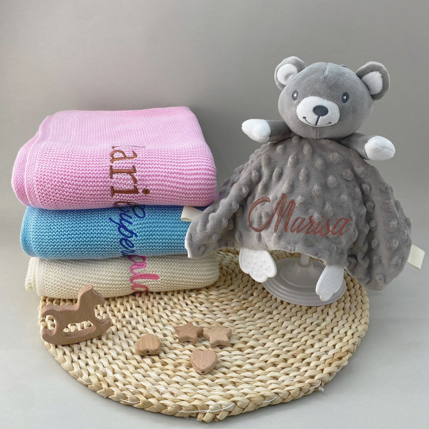 Personalized Embroidered Baby Blanket & Toy