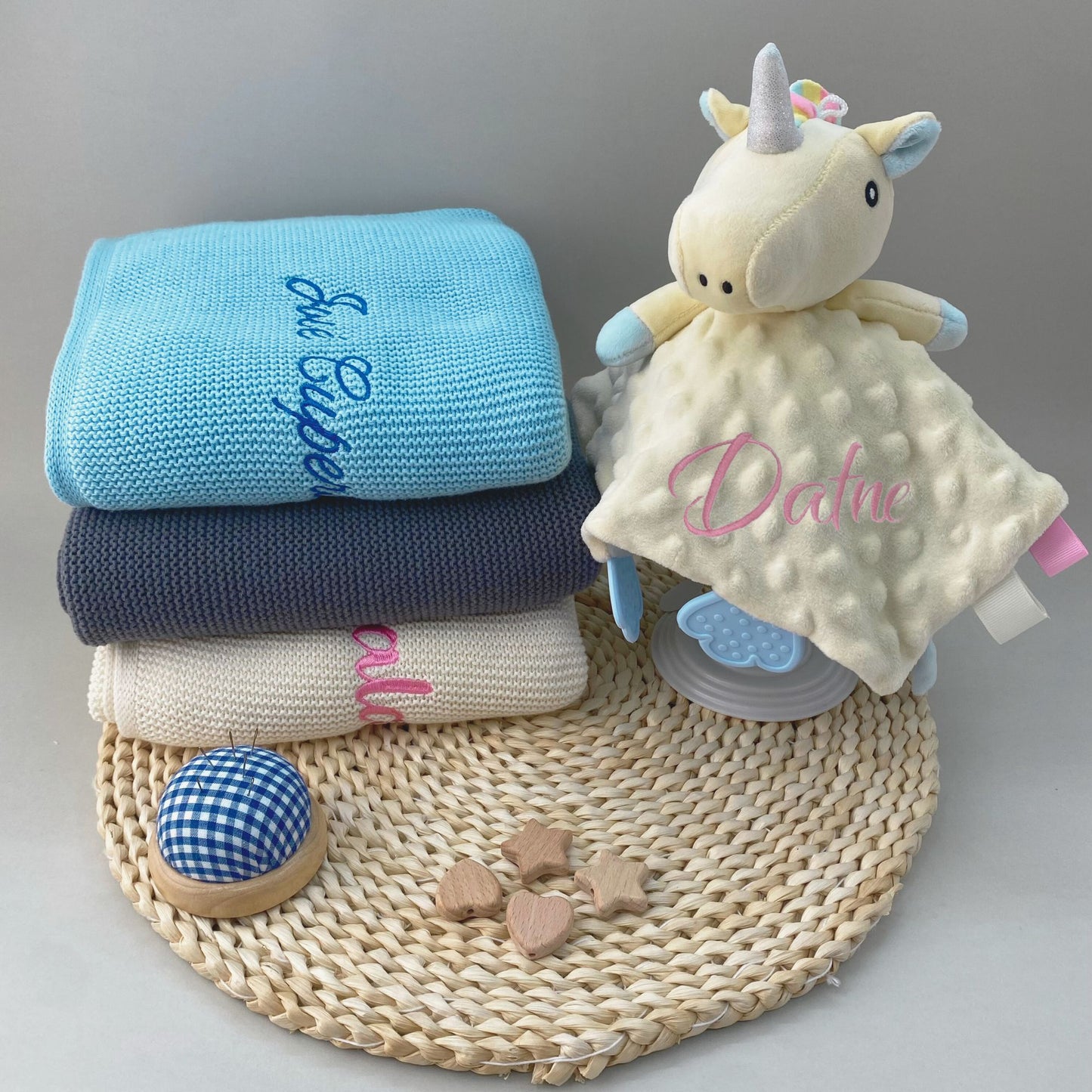 Personalized Embroidered Baby Blanket & Toy