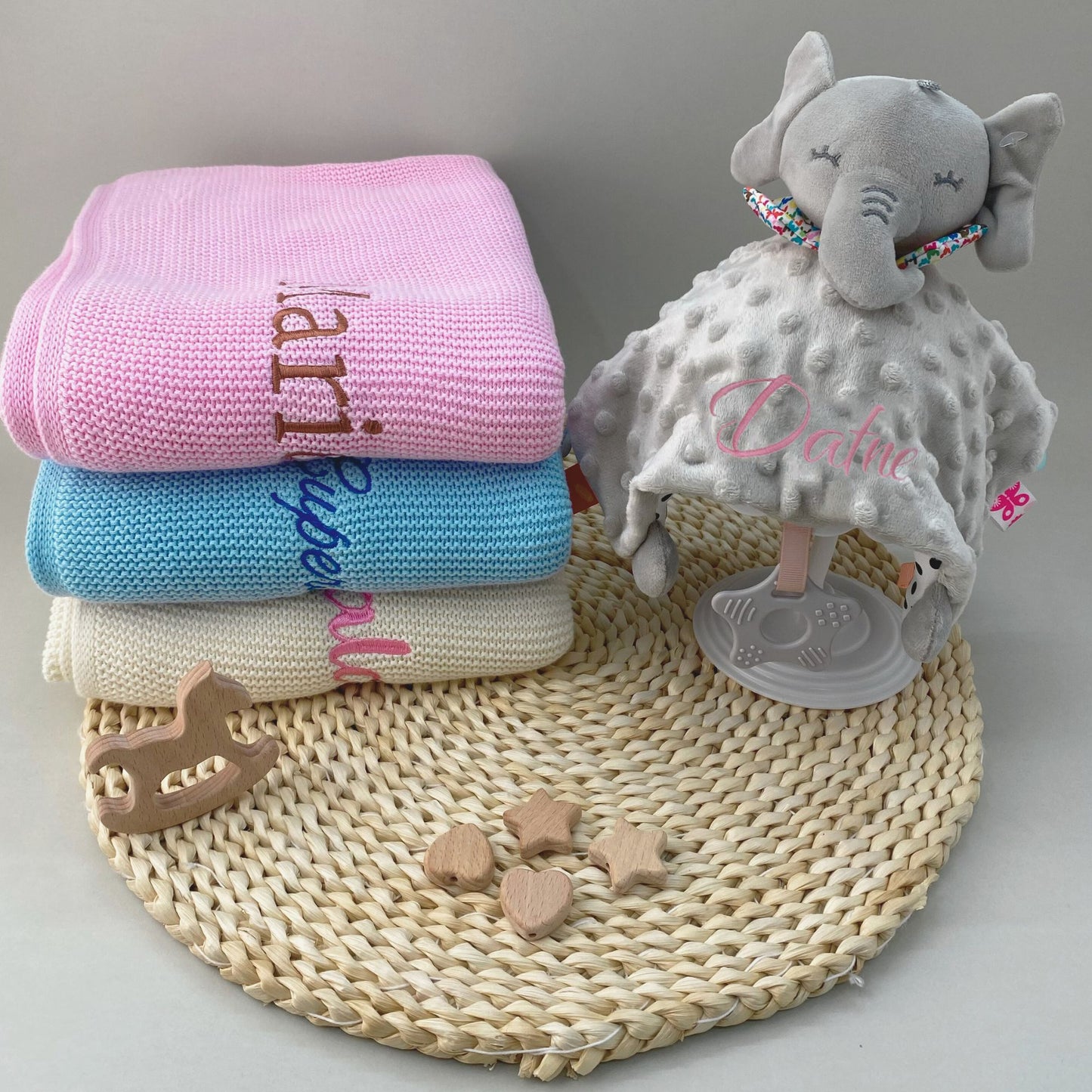 Personalized Embroidered Baby Blanket & Toy