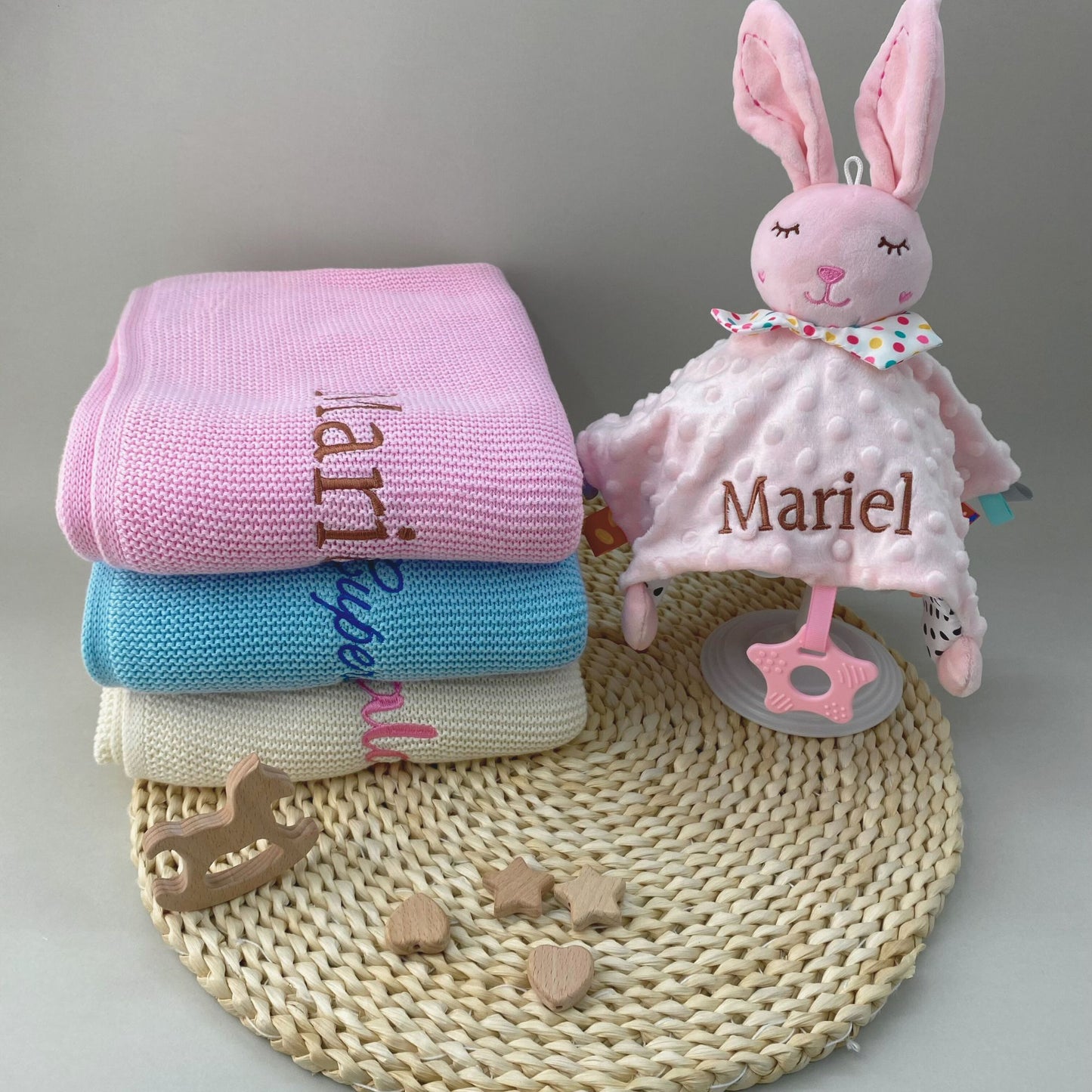 Personalized Embroidered Baby Blanket & Toy